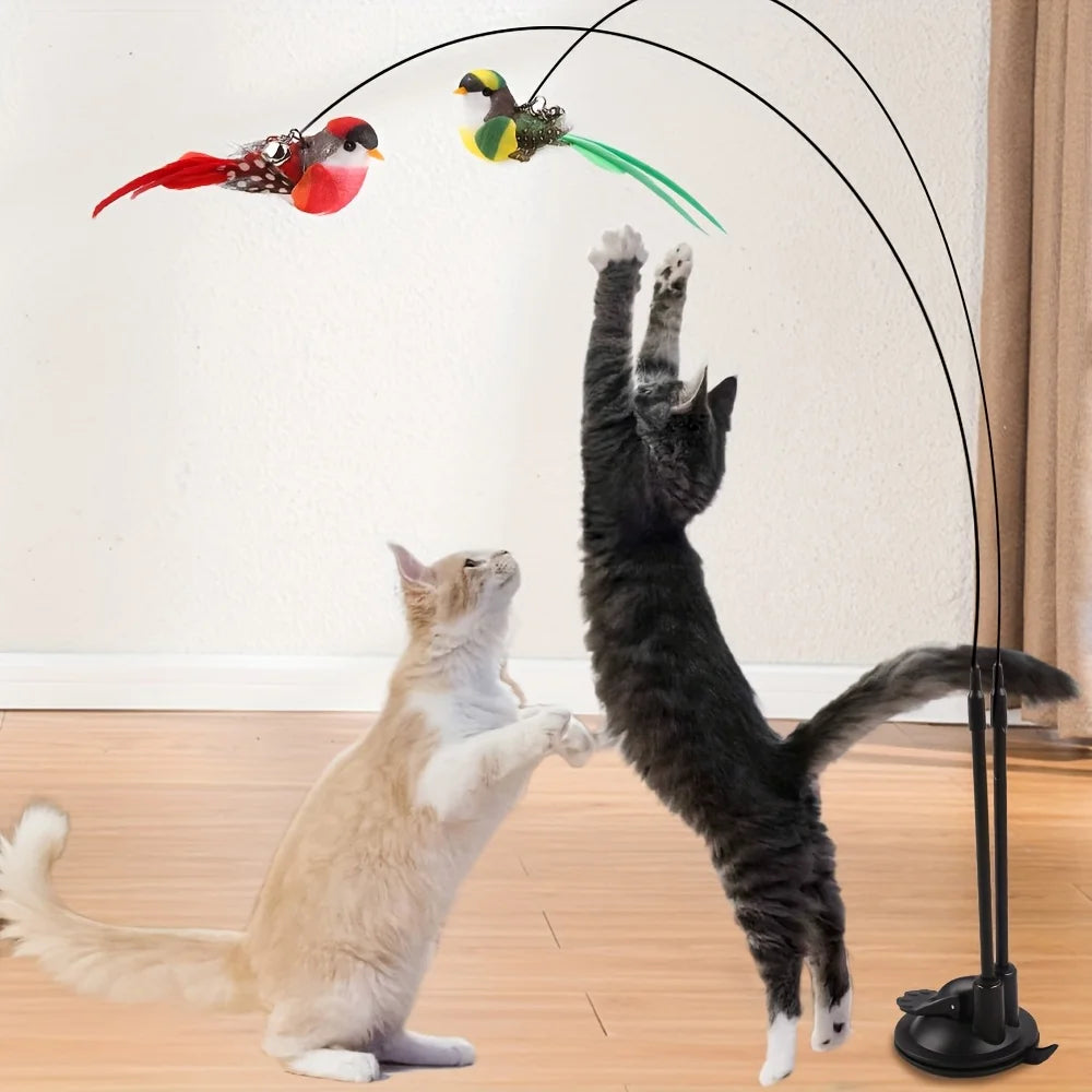 Juguete para gatos con aves colgantes
