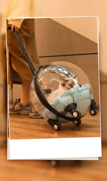 Transportín con ruedas y cabina transparente para gatos - vista 4